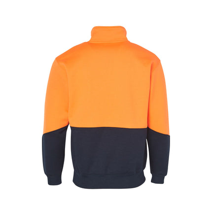 Hi Vis Long Sleeve Half Zip Fleece Sweater – Day Use Safety (Free Logo)