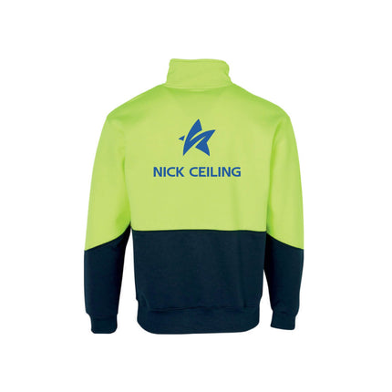 Hi Vis Long Sleeve Half Zip Fleece Sweater – Day Use Safety (Free Logo)