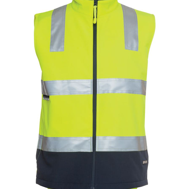 This is front picture of JB's Hi Vis (D+N) Softshell Vest yellow color variant.