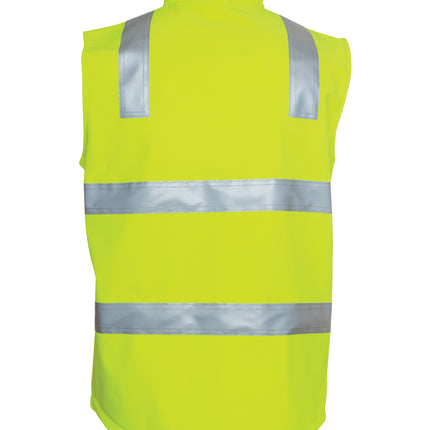 This is back picture of JB's Hi Vis (D+N) Softshell Vest yellow color variant.