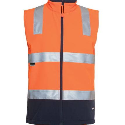 This is front picture of JB's Hi Vis (D+N) Softshell Vest orange color variant.