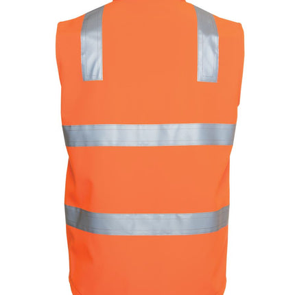 This is back picture of JB's Hi Vis (D+N) Softshell Vest orange color variant.