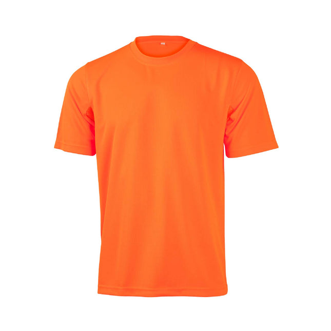 Hi-Vis Mini Waffle Safety T-Shirt in fluorescent color – day use compliant lightweight workwear with custom logo printing from My Uniform Shop