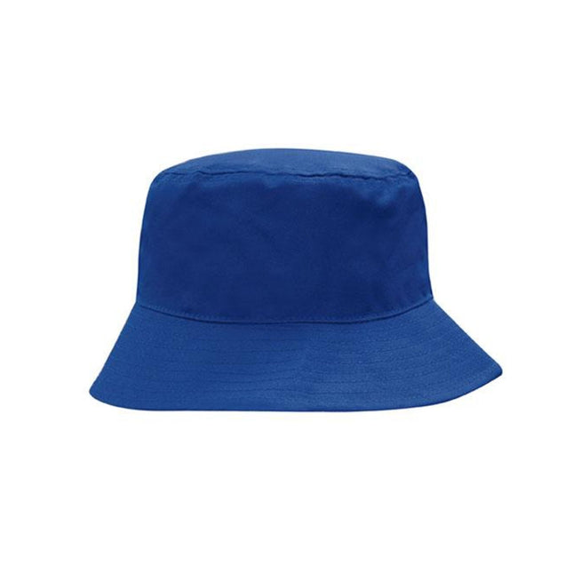 Royal Blue breathable poly twill bucket hat with wide brim – lightweight, UPF-rated sun protection, custom logo printing available from My Uniform Shop