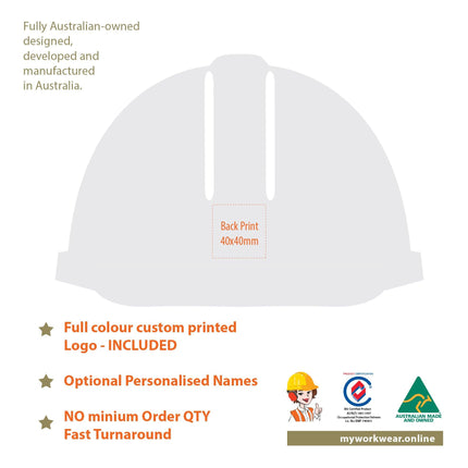 A template art of print location and size measurement for "Back Print".